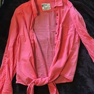 Coral Pink Button Up